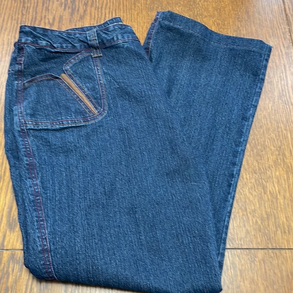 Vintage Y2 BLU Blue Jeans, Brown Leather Trim, SZ 36 - Picture 6 of 10